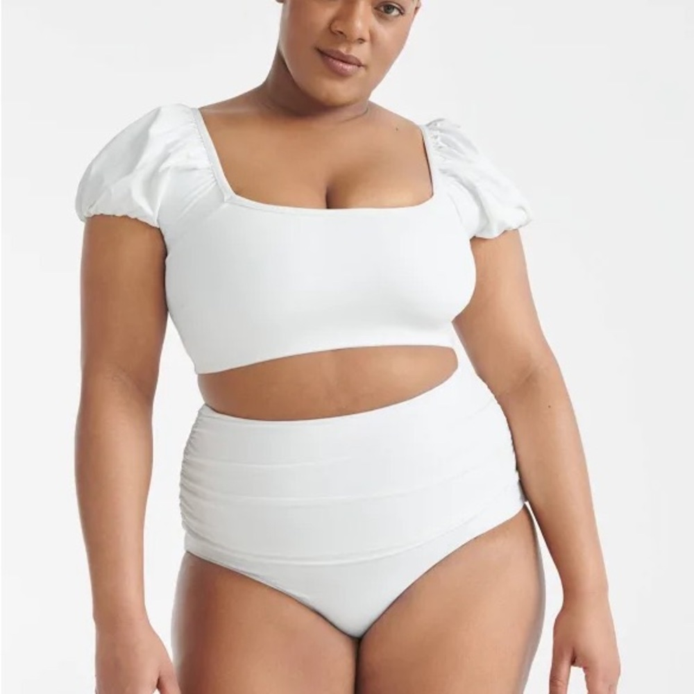 Knix Puffy Sleeve Bikini Top (NWT) - White, XL+